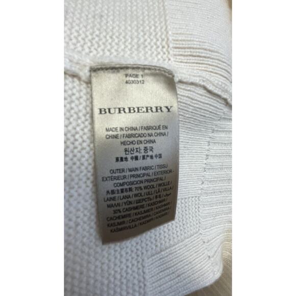 BURBERRY Ivory Cream Wool Blend Cashmere Knit Long Sleeve Crewneck Sweater XS - Picture 4 of 4
